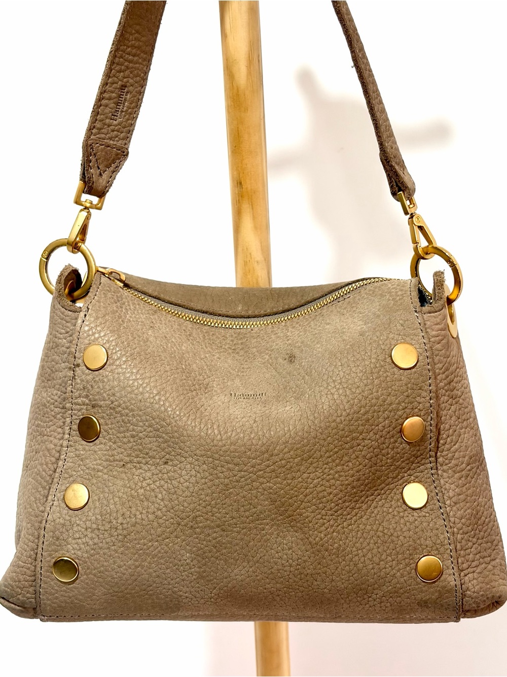 Hammitt Bryant MD Shoulder Bag In Grey Natural Nubuck/Pewter/Brushed Gold